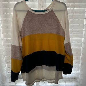 Soft, multi colored striped, long sleeve top. Chic Soul 1X